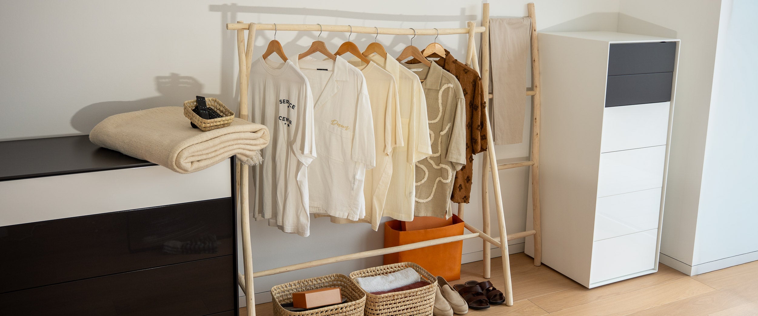 Aufbewahrung für Schrank, Garderobenständer Boho, Körbe für Aufbewahrung im Bad und mehr