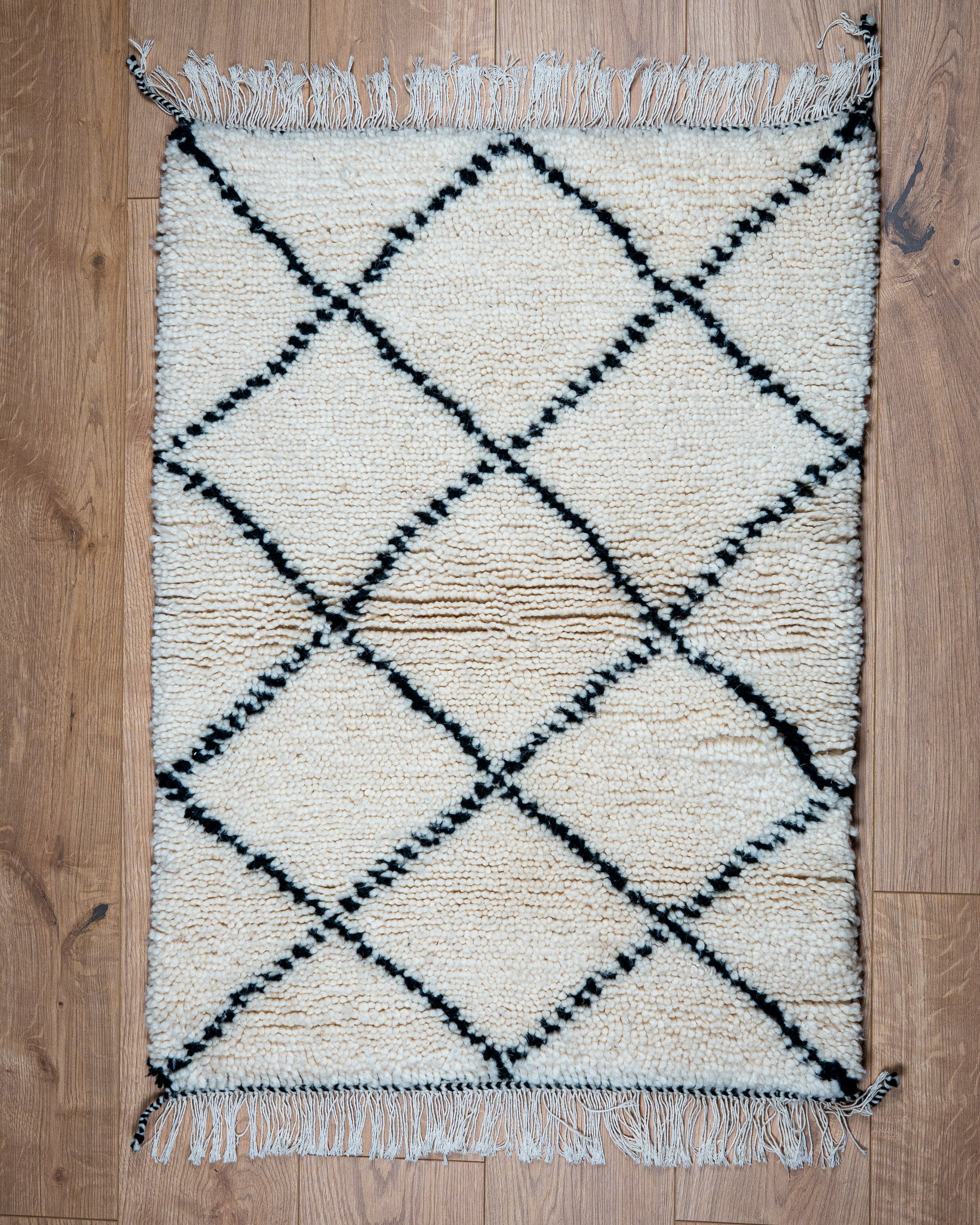 Teppich schwarz-weiß gestreift, aus Beni Ourain Marokko