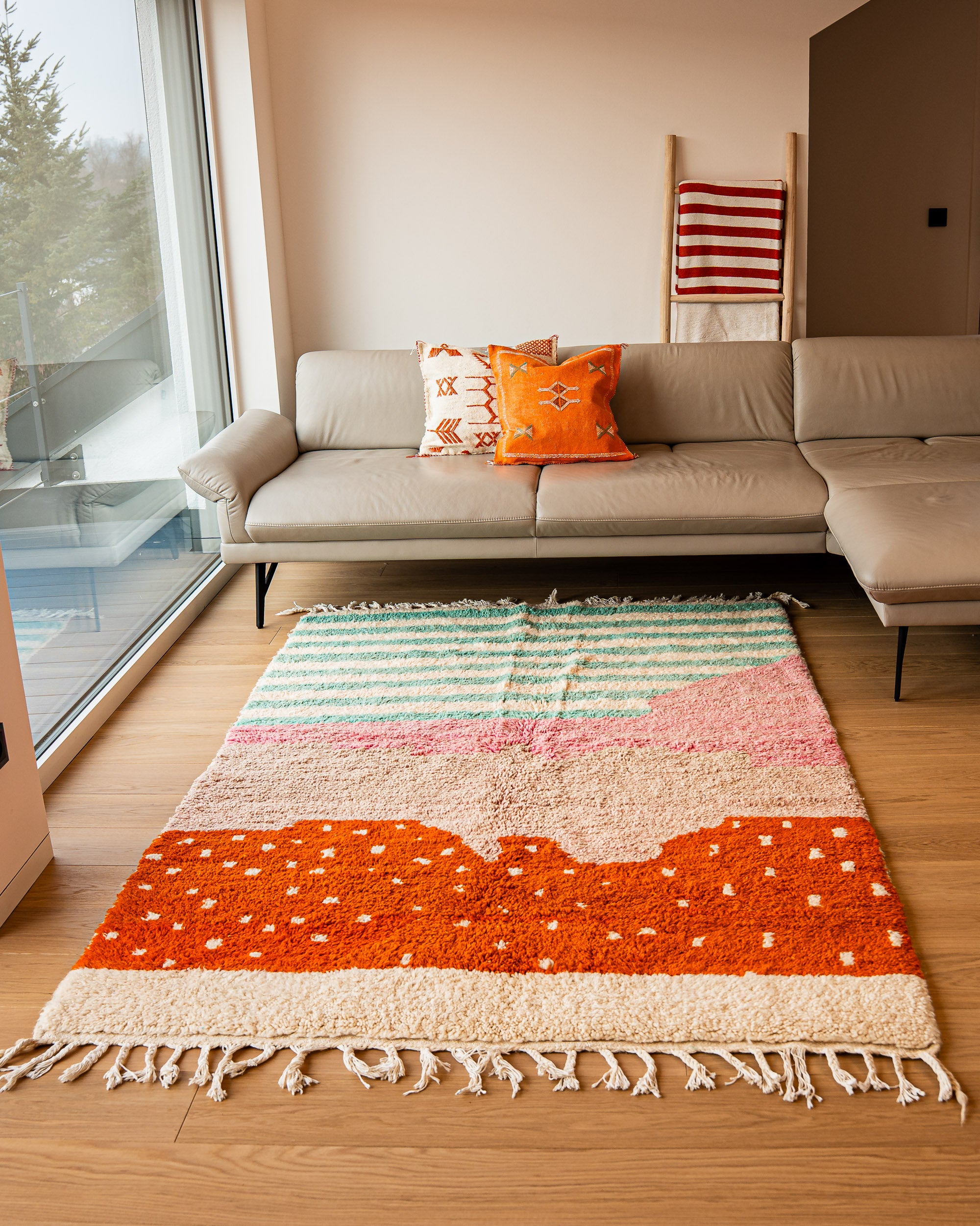 Teppich Orange-pink, handgeknüpfter nachhaltiger Teppich aus Marokko