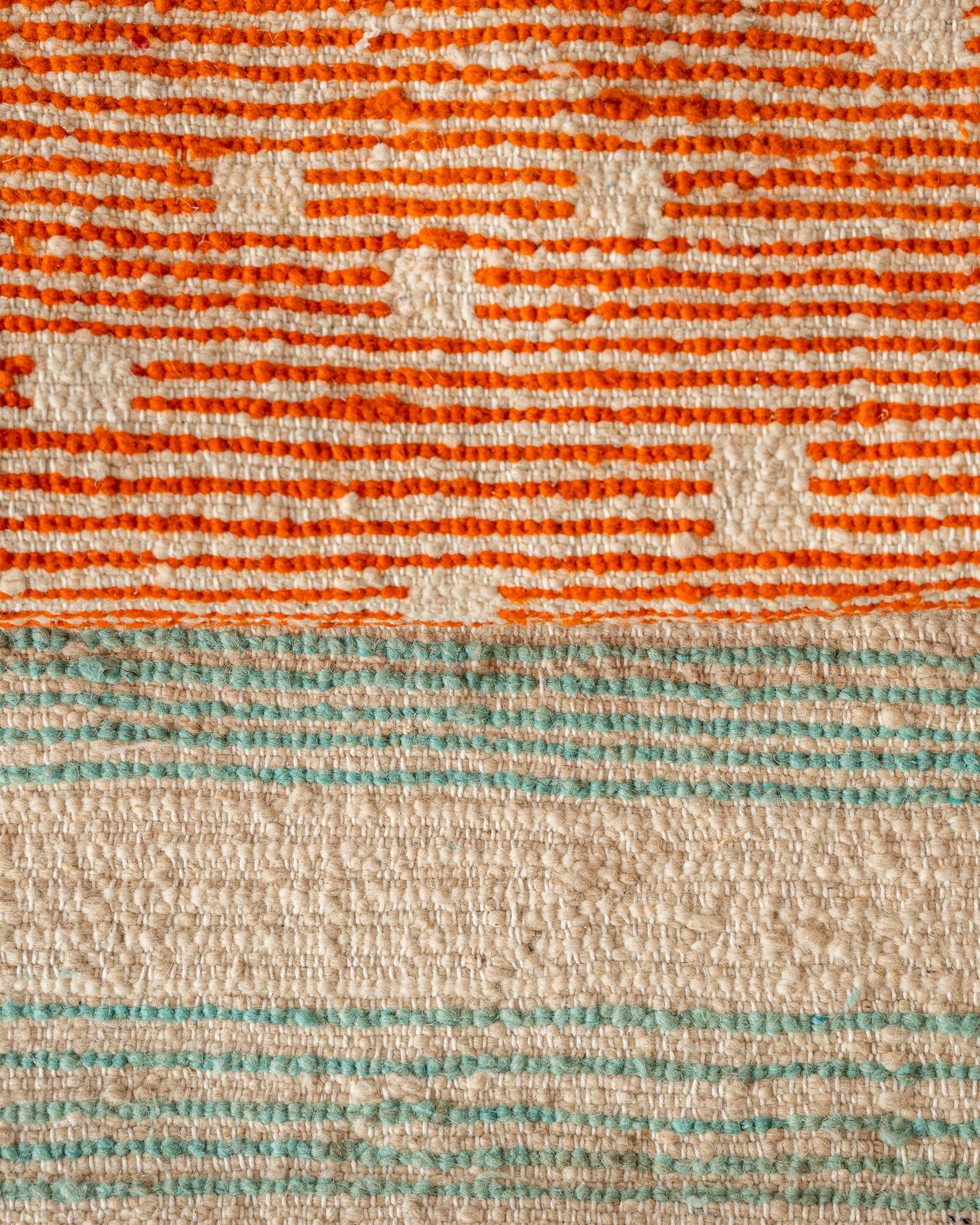 Teppich handgewebt Schurwolle blau/rosa, Detailaufnahme