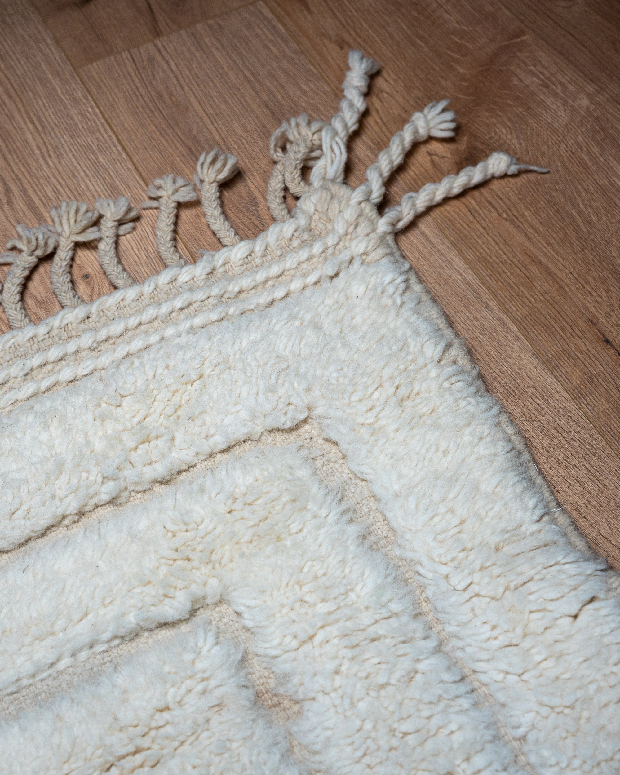 Woll Teppich beige, Detailaufnahme