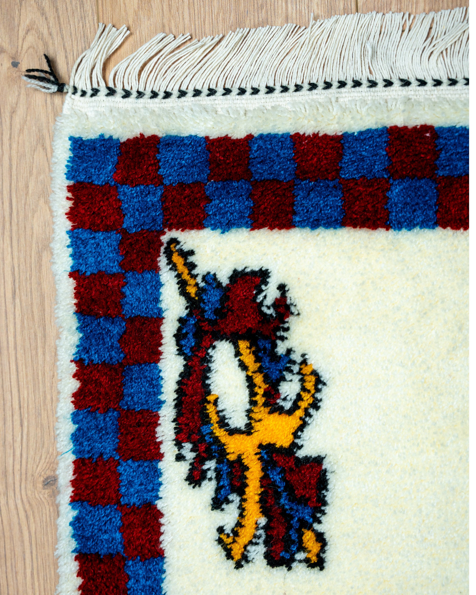 Boho Chic Teppich aus Marokko, Detailaufnahme.