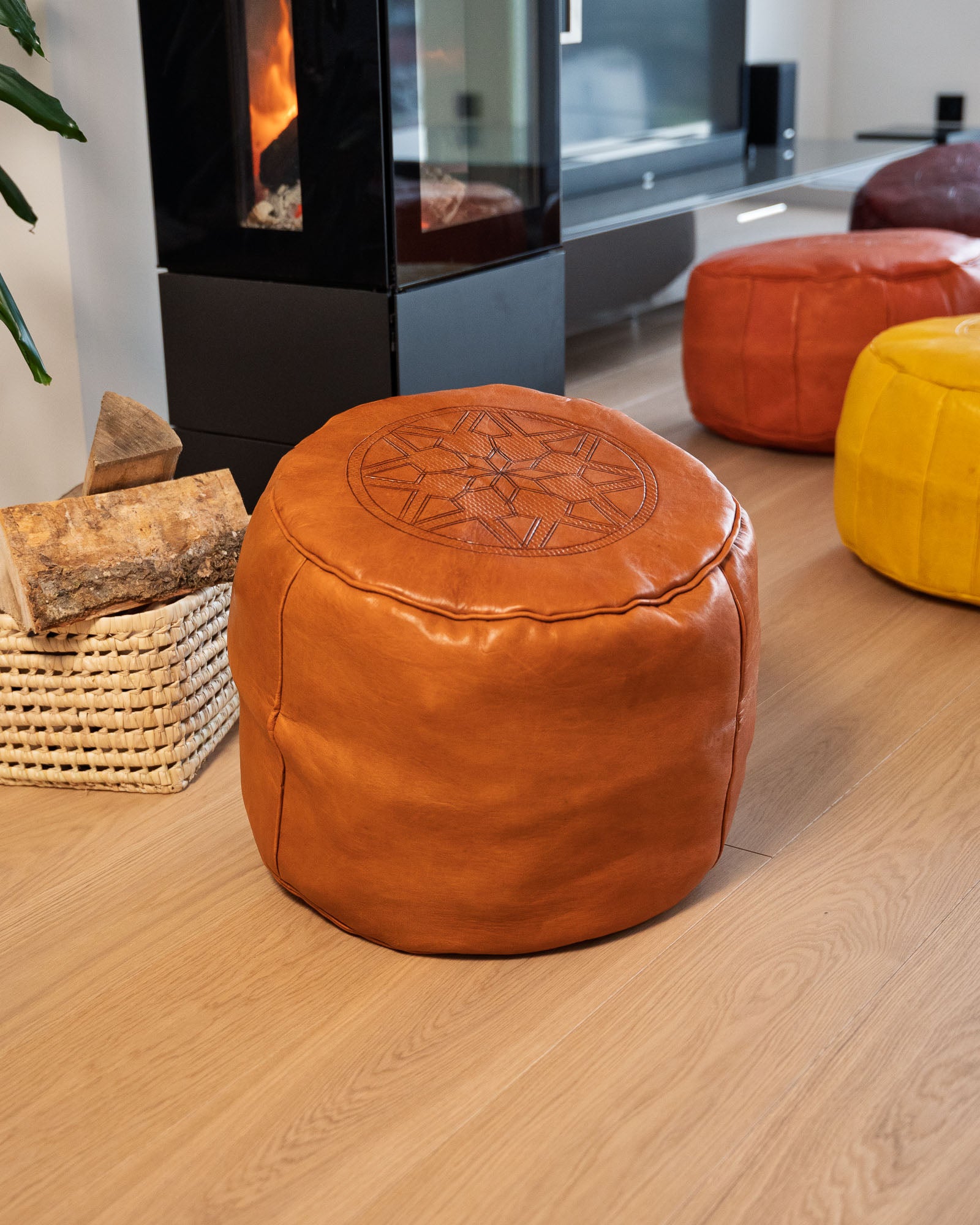 Poufs orange aus Leder bei MOGADOR online kaufen