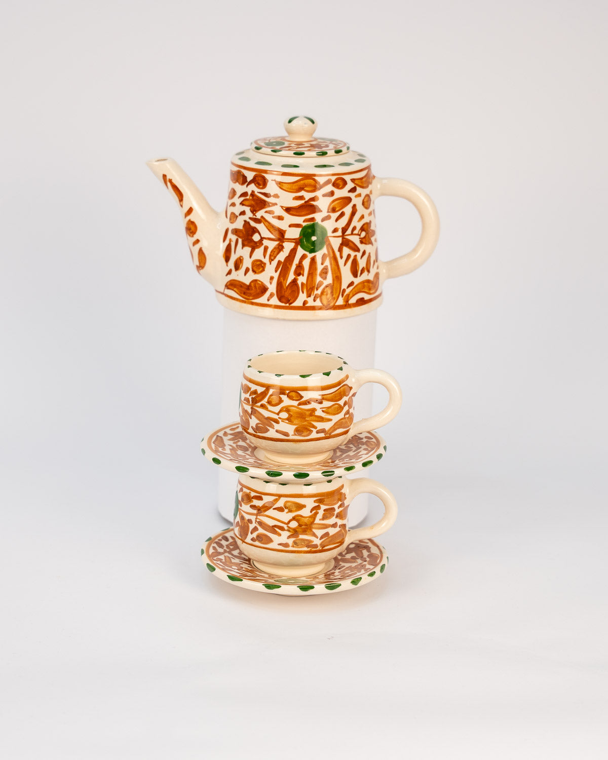Handmade schöne Teekanne Steingut, Keramik Teekanne und Teetassen Set bei MOGADOR