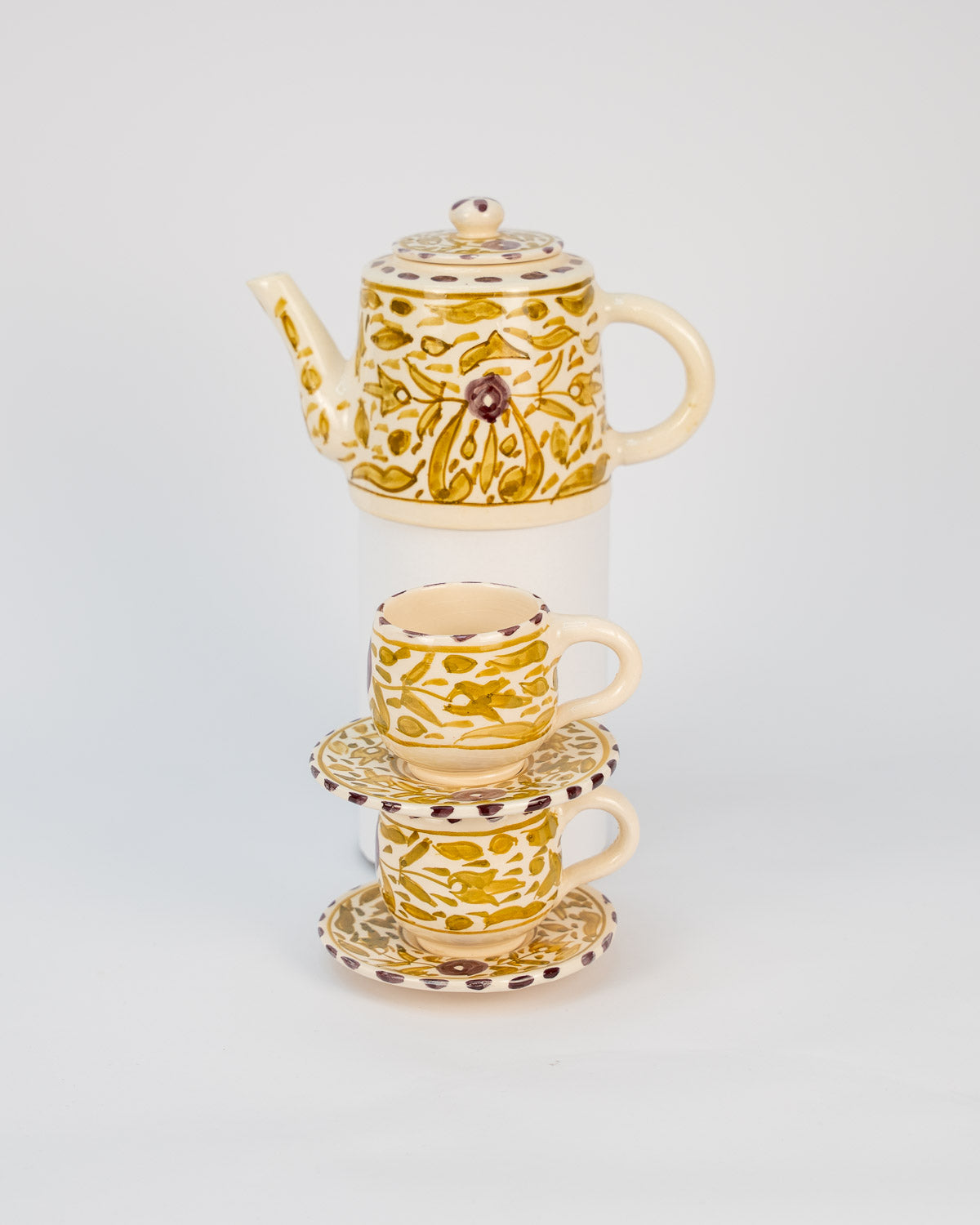 Handmade schöne Teekanne Steingut, Keramik Teekanne und Teetassen Set bei MOGADOR