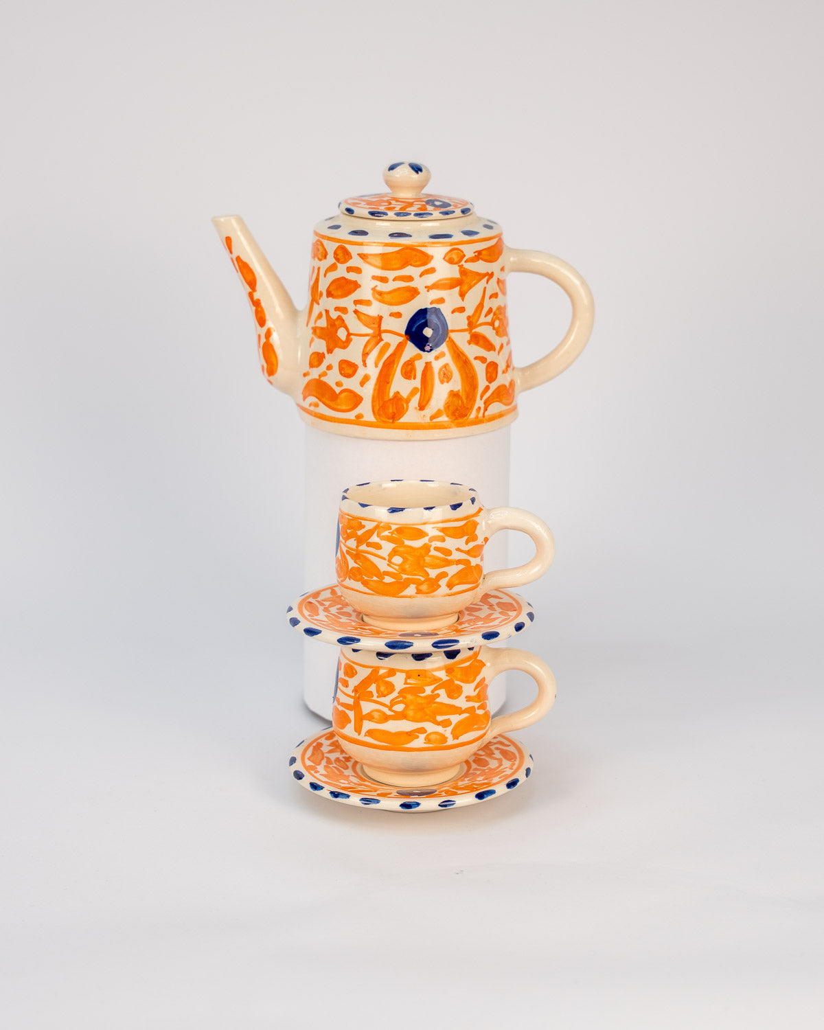 Handmade schöne Teekanne Steingut, Keramik Teekanne und Teetassen Set bei MOGADOR