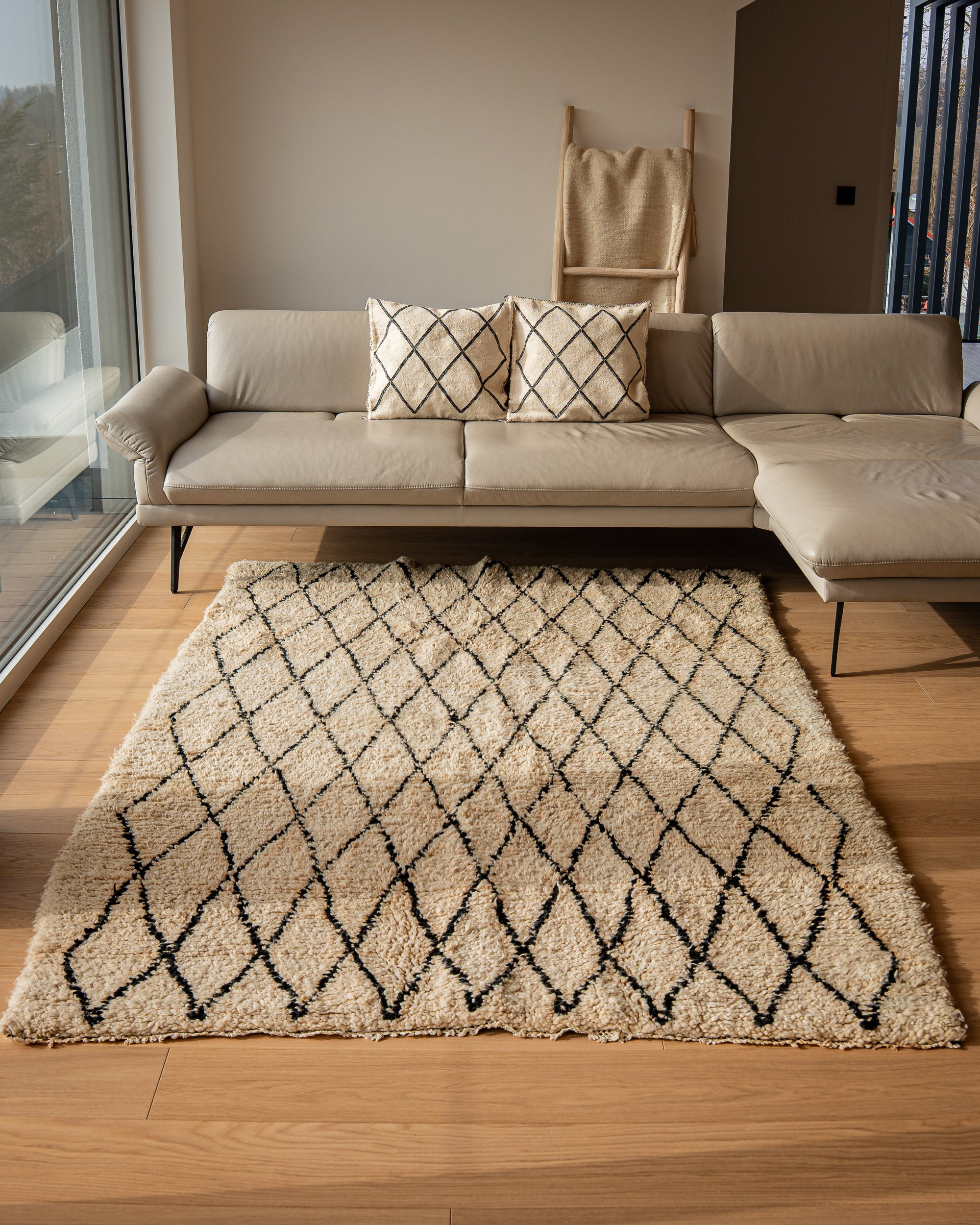 Boho Chic Woll Teppich im Wohnzimmer