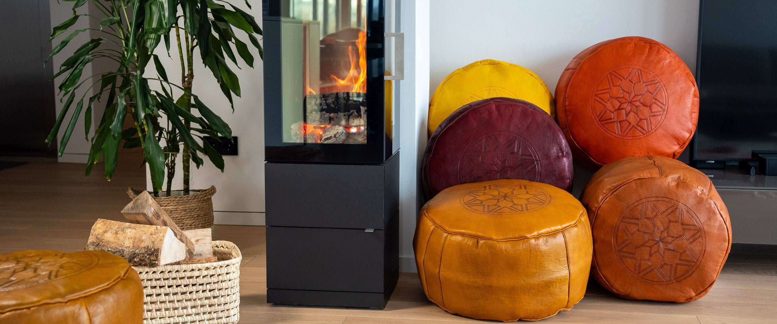 boho-pouf, poufs orange, design poufs, quadratischer Pouf und mehr...