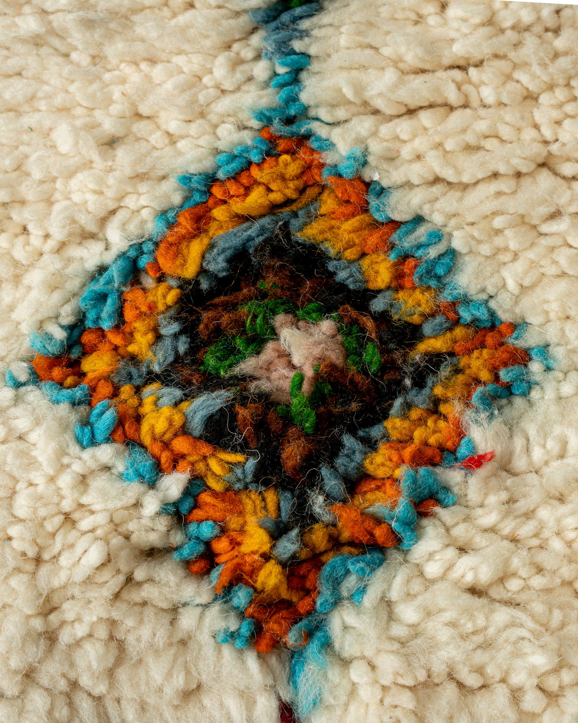 Beni Ourain Rugs Detail, Teppich Rauten bunt