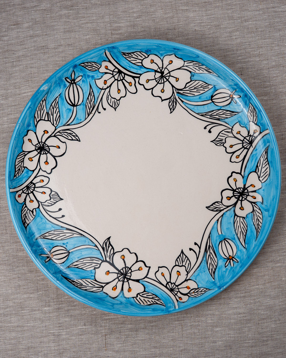 Teller Blau Weiss 28cm - handgemachter Gourmet-Teller bei MOGADOR